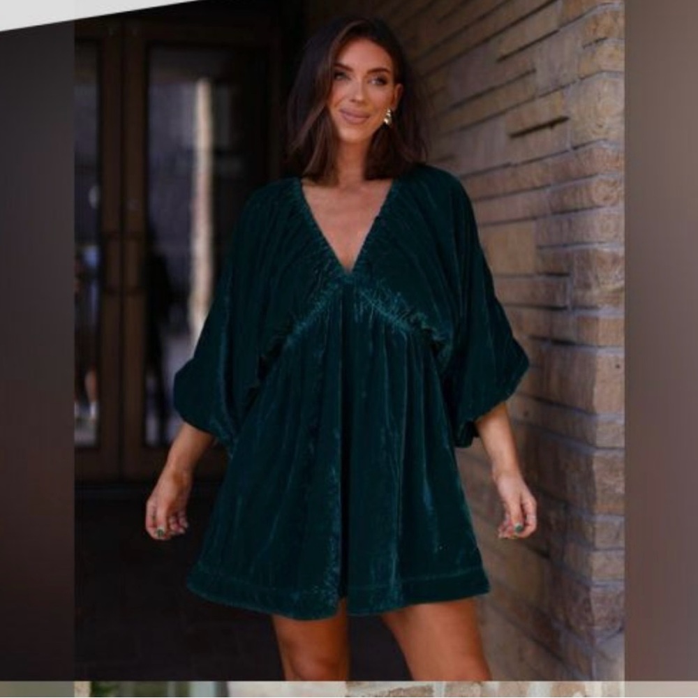 Free People Dark Green Mini Dress